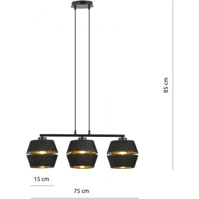 Emibig Piano lampa wisząca 3x60W czarny/złoty 1183/3