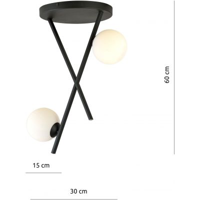 Emibig River lampa podsufitowa 2x40W czarny/biały 1194/2