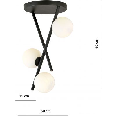 Emibig River lampa podsufitowa 3x40W czarny/szkło białe 1194/3
