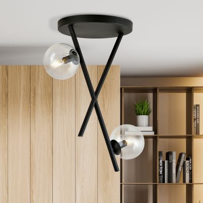 Emibig River lampa podsufitowa 2x40W czarny/szkło przezroczyste 1195/2