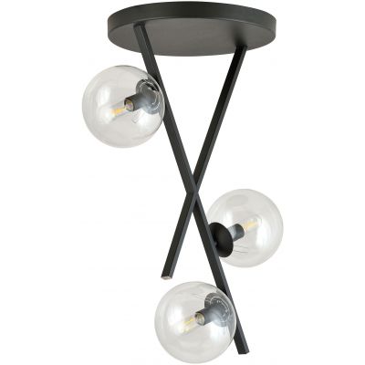 Emibig River lampa podsufitowa 3x40W czarny/szkło przezroczyste 1195/3