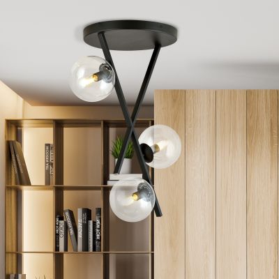 Emibig River lampa podsufitowa 3x40W czarny/szkło przezroczyste 1195/3