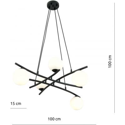 Emibig Essa lampa wisząca 5x40W czarny/szkło białe 1201/5