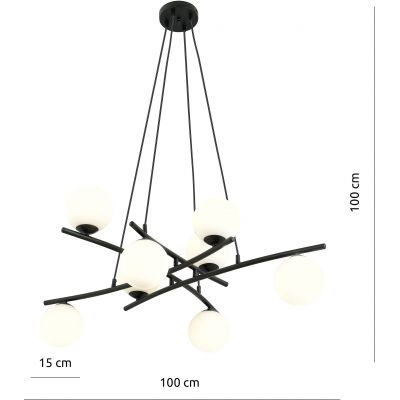 Emibig Essa lampa wisząca 8x40W czarny/szkło białe 1201/8