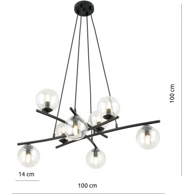 Emibig Essa lampa wisząca 8x40W czarny/szkło przezroczyste 1202/8