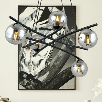 Emibig Essa lampa wisząca 5x10 W czarna-grafitowa 1203/5