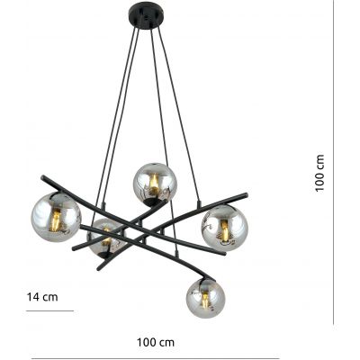 Emibig Essa lampa wisząca 5x10 W czarna-grafitowa 1203/5