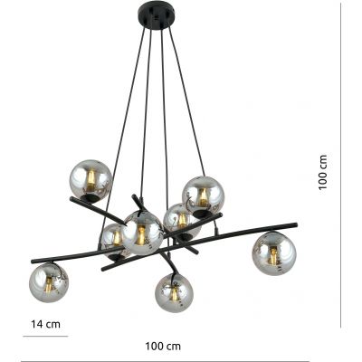 Emibig Essa lampa wisząca 8x10 W czarna-grafitowa 1203/8