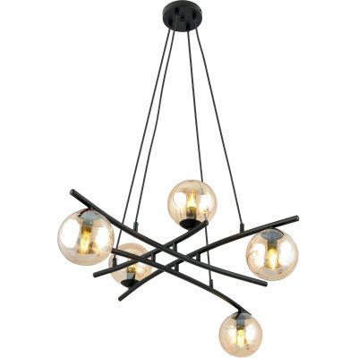 Emibig Essa lampa wisząca 5x40W czarny/szkło miodowe 1204/5