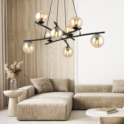 Emibig Essa lampa wisząca 8x10 W czarna 1204/8