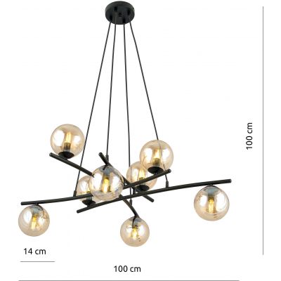 Emibig Essa lampa wisząca 8x10 W czarna 1204/8