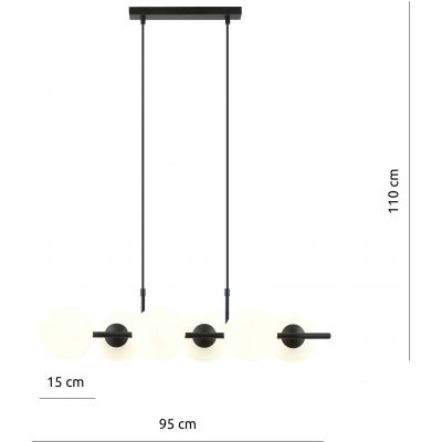 Emibig Rory lampa wisząca 6x40W czarny/szkło białe 1205/6