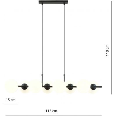 Emibig Rory lampa wisząca 8x40W czarny/szkło białe 1205/8