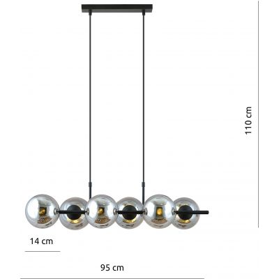 Emibig Rory lampa wisząca 6x10 W czarna-grafitowa 1207/6