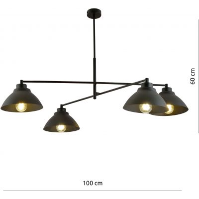 Emibig Maverick lampa podsufitowa 4x60W czarna 1211/4