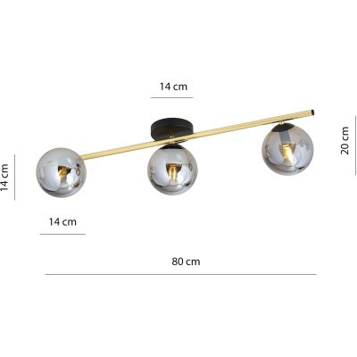 Emibig Splendi lampa podsufitowa 3x10W czarny/złoty/grafit 1246/3