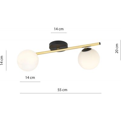 Emibig Splendi lampa podsufitowa 2x10W czarny/złoty/opal 1248/2