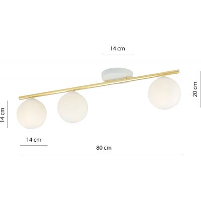 Emibig Monza lampa podsufitowa 3x10W biały/złoty/opal 1253/3