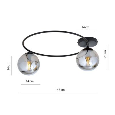 Emibig Sopra lampa podsufitowa 2x10 W czarny/szkło grafitowe 1256/2