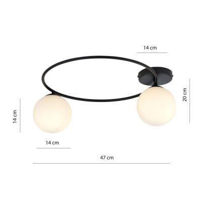 Emibig Sopra lampa podsufitowa 2x10 W czarny/szkło mleczne 1257/2