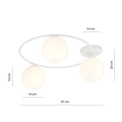 Emibig Sopra lampa podsufitowa 3x10 W biały/szkło mleczne 1258/3
