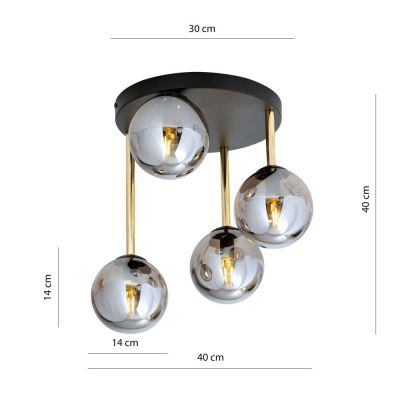 Emibig Dolce lampa podsufitowa 4x10 W czarny/szkło grafitowe 1259/4