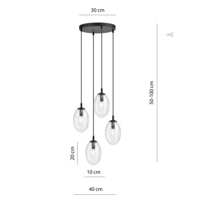 Emibig Astral lampa wisząca 4x10 W czarny/szkło przejrzyste 1265/4PREM