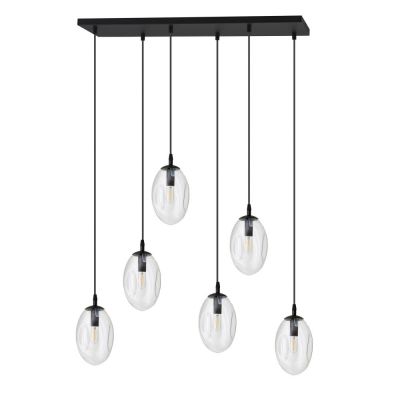 Emibig Astral lampa wisząca 6x10 W czarny/szkło przejrzyste 1265/6
