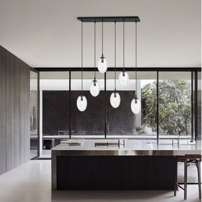 Emibig Astral lampa wisząca 6x10 W czarny/szkło przejrzyste 1265/6