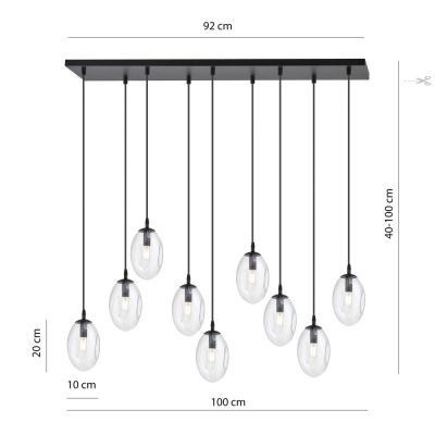 Emibig Astral lampa wisząca 9x10 W czarny/szkło przejrzyste 1265/9