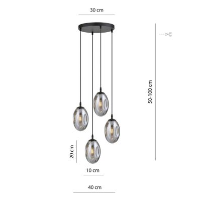 Emibig Astral lampa wisząca 4x10 W czarny/szkło grafitowe 1266/4PREM