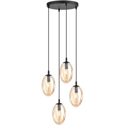 Emibig Astral lampa wisząca 4x10 W czarny/szkło miodowe 1267/4PREM