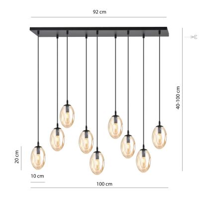 Emibig Astral lampa wisząca 9x10 W czarny/szkło miodowe 1267/9