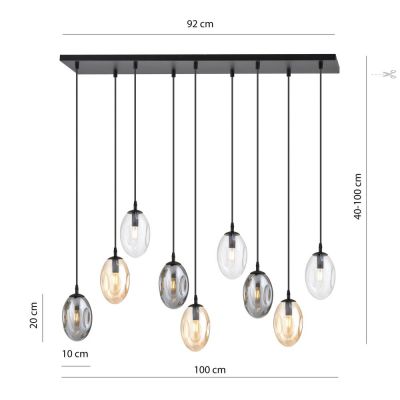 Emibig Astral lampa wisząca 9x10 W czarna 1268/9M1