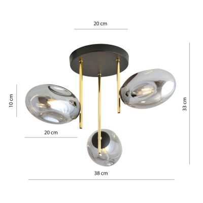 Emibig Argo lampa podsufitowa 3x10 W czarny/szkło grafitowe 1274/3