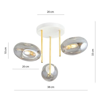 Emibig Argo lampa podsufitowa 3x10 W biały/szkło grafitowe 1277/3