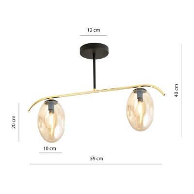 Emibig Fines lampa podsufitowa 2x10 W czarny/szkło miodowe 1281/2