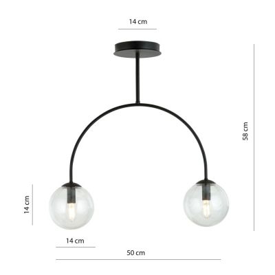 Emibig Archi lampa podsufitowa 2x10 W czarny/szkło przezroczyste 1286/2