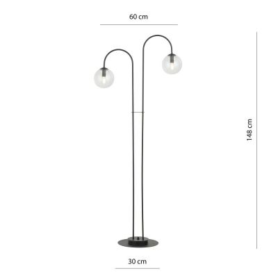 Emibig Archi lampa stojąca 2x10 W czarny/szkło przezroczyste 1286/LP2