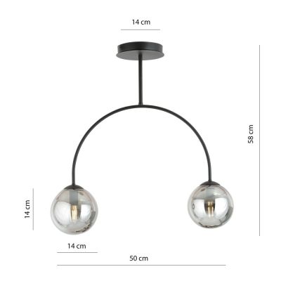 Emibig Archi lampa podsufitowa 2x10 W czarny/szkło grafitowe 1287/2