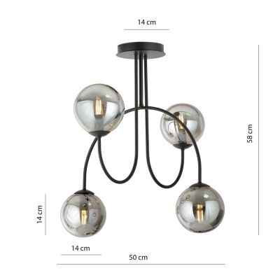 Emibig Archi lampa podsufitowa 4x10 W czarny/szkło grafitowe 1287/4A