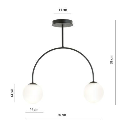 Emibig Archi lampa podsufitowa 2x10 W czarny/szkło mleczne 1288/2