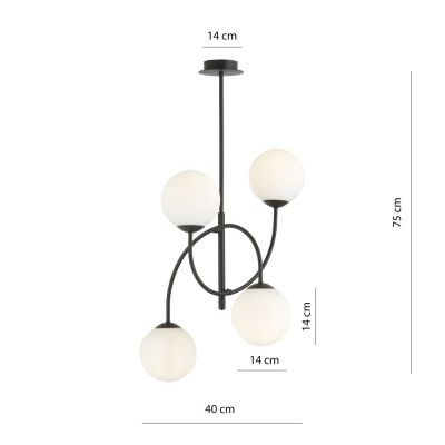 Emibig Archi lampa podsufitowa 4x10 W czarny/szkło mleczne 1288/4B