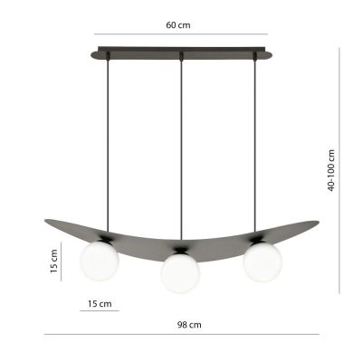 Emibig Aura lampa wisząca 3x10W czarny/szkło mleczne 1301/3