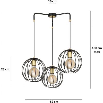 Emibig Albio lampa wisząca 3x60W czarny/złoty 144/3