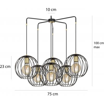 Emibig Albio lampa wisząca 6x60W czarny/złoty 144/6