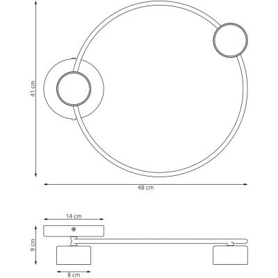 Emibig Lucio lampa podsufitowa 2x12 W czarna 1450/2