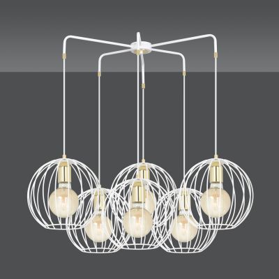 Emibig Albio lampa wisząca 6x15 W biała-złota 145/6