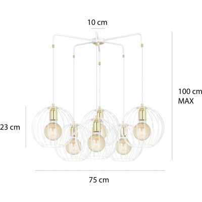Emibig Albio lampa wisząca 6x15 W biała-złota 145/6