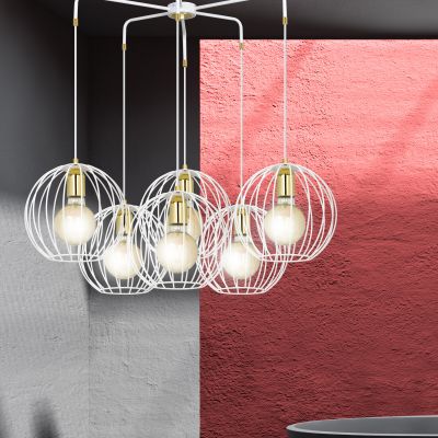 Emibig Albio lampa wisząca 6x15 W biała-złota 145/6